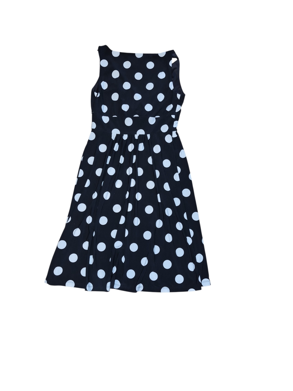 Chaps Black & White Polka Dot Sleeveless Midi Dress